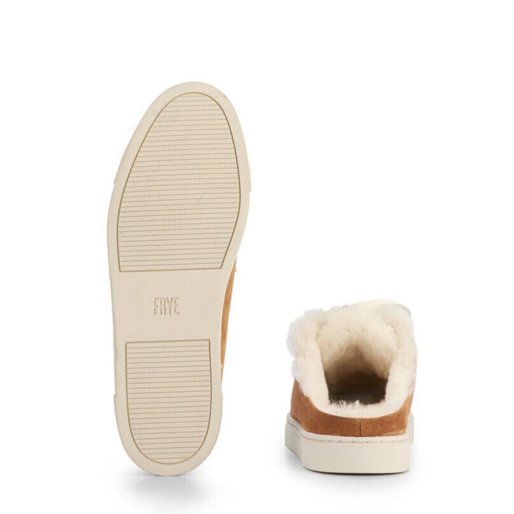 NEW Frye ivy genuine shearling sneaker mule - brown - silky suede leather 66 - Picture 8 of 9